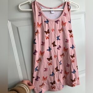 Little & lively pink butterfly racer back tank top youth 11/12 years